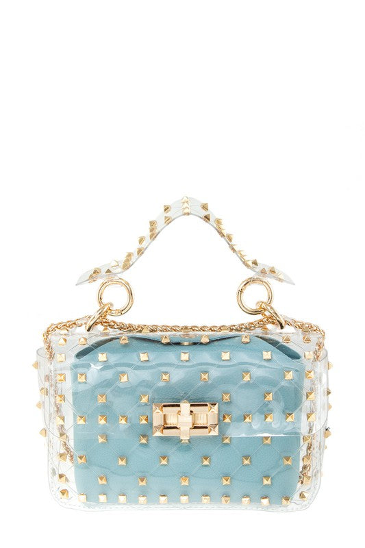 STUDDED CLEAR BAG