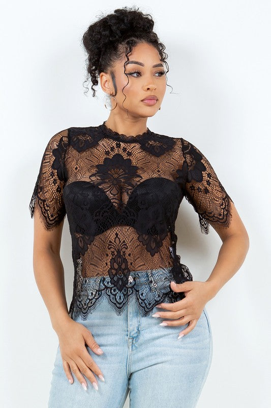 LACE MESH TOP