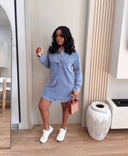 Load image into Gallery viewer, DENIM SHIRT DRESS
