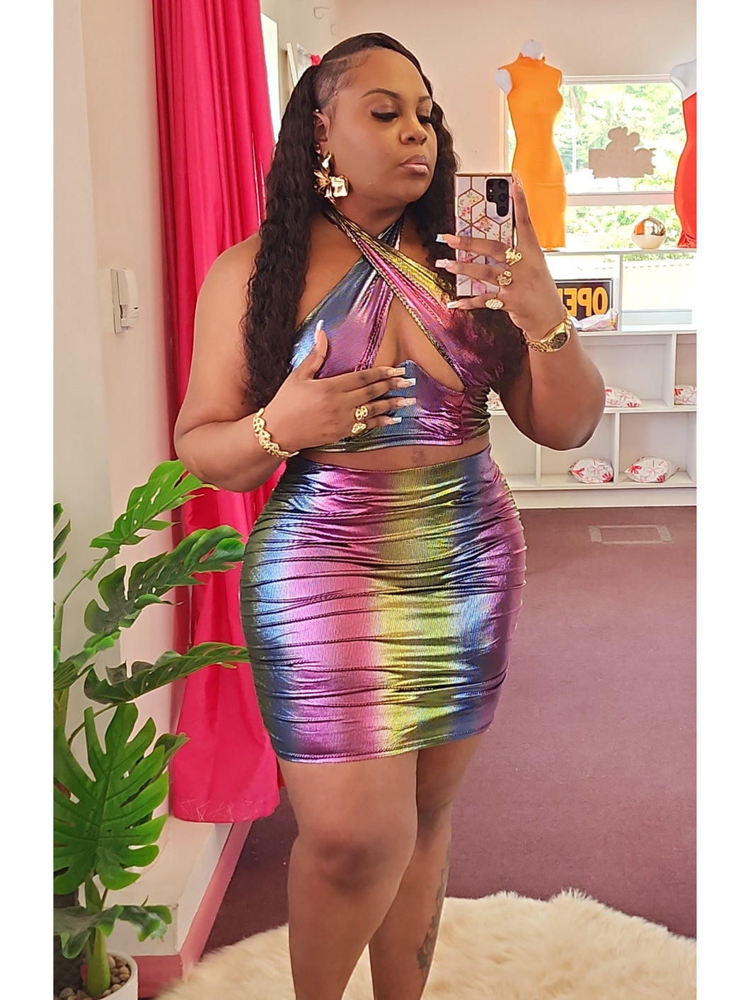 FOIL SKIRT SET