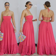 Load image into Gallery viewer, SMOCKED HALTER MAXI DRESS

