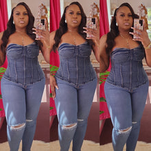Load image into Gallery viewer, SWEETHEART DENIM CORSET TOP
