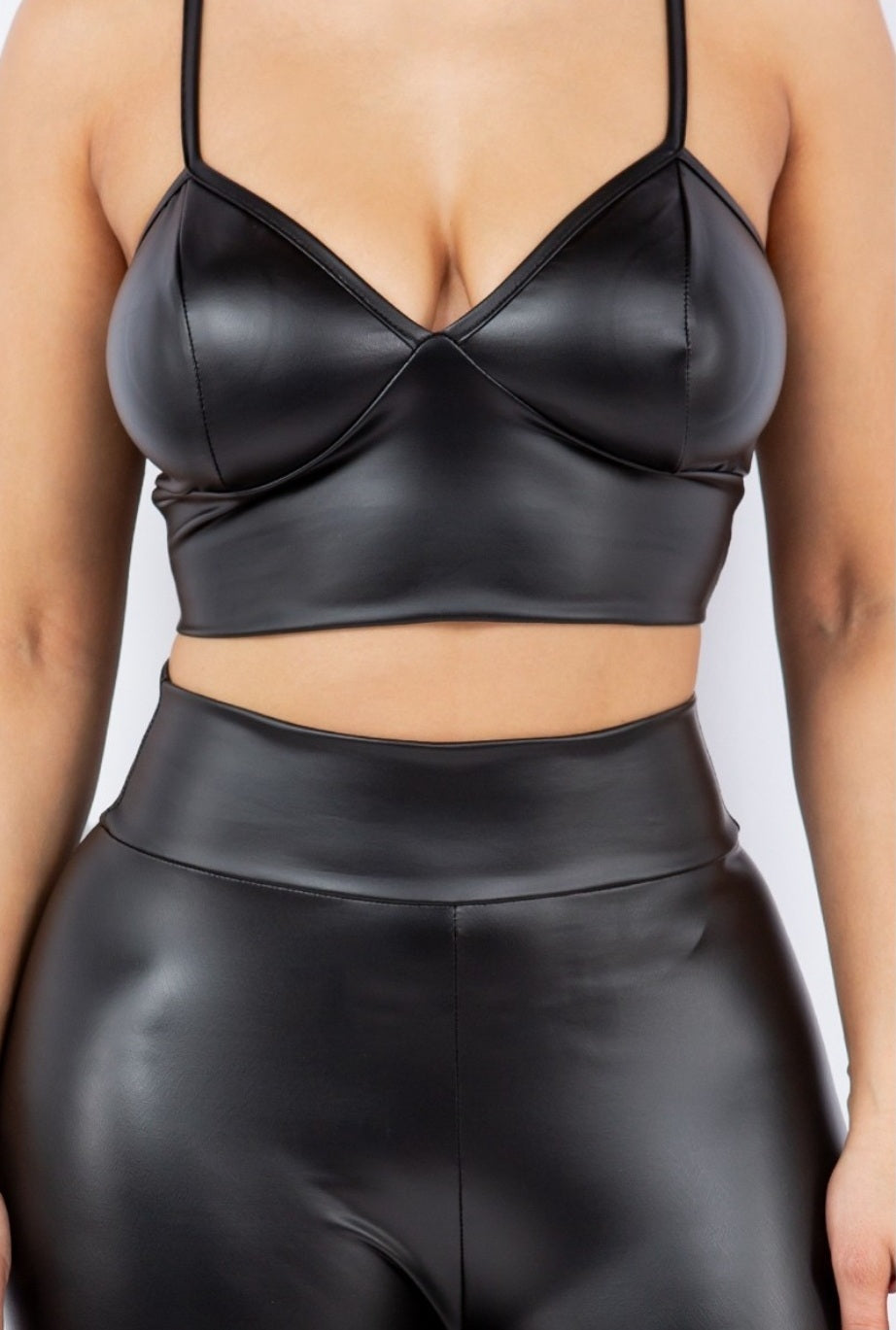 LEATHER CROP TOP