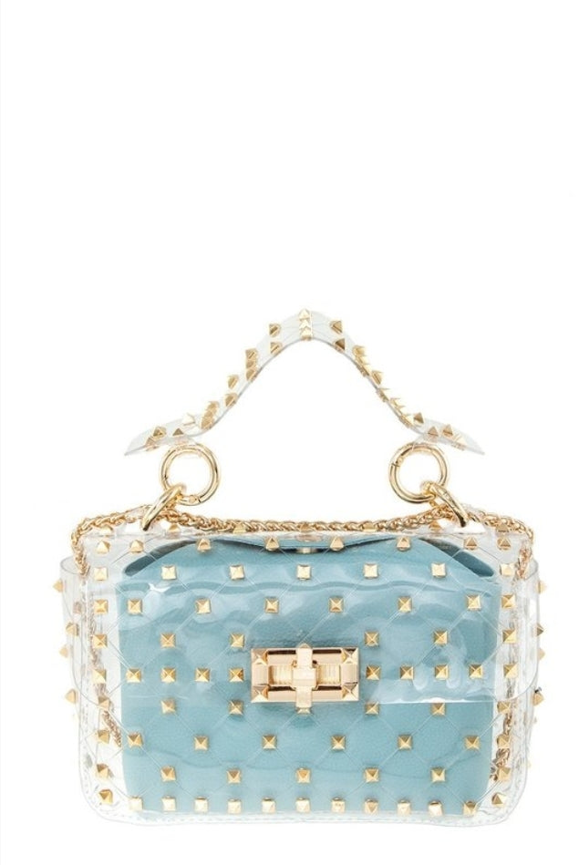 STUDDED CLEAR BAG