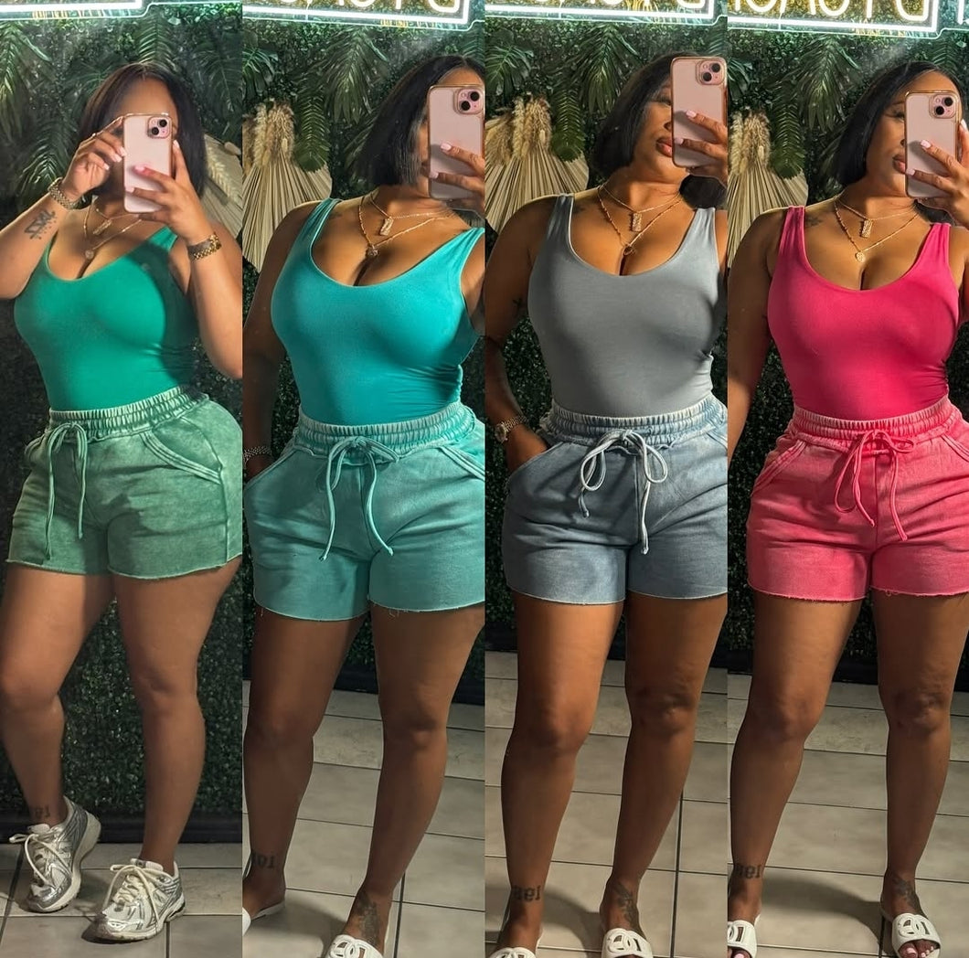 ACID WASH SHORT SET