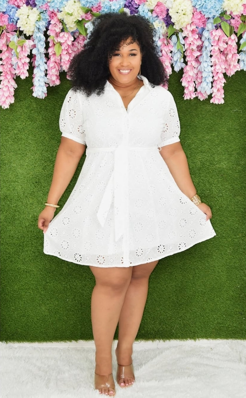EYELET DRESS