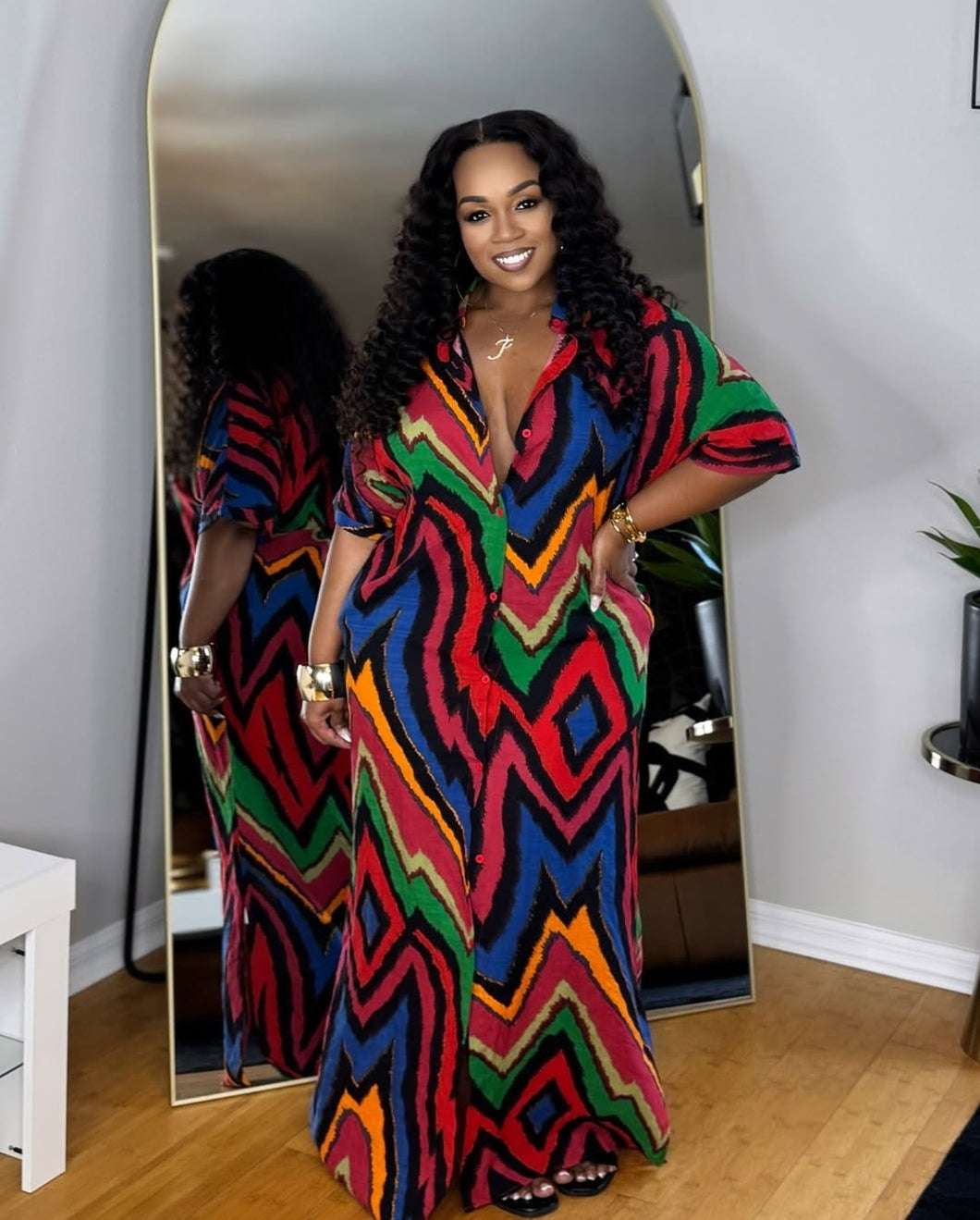 TRIBAL PRINT SHIRT DRESS
