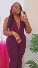 Load and play video in Gallery viewer, PLUM COWL NECK JUMPSUIT
